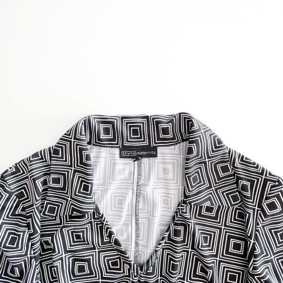 Thyme Maternity V-Neck Bell Sleeve Dress Black White Women's S Stretchy - Picture 4 of 7